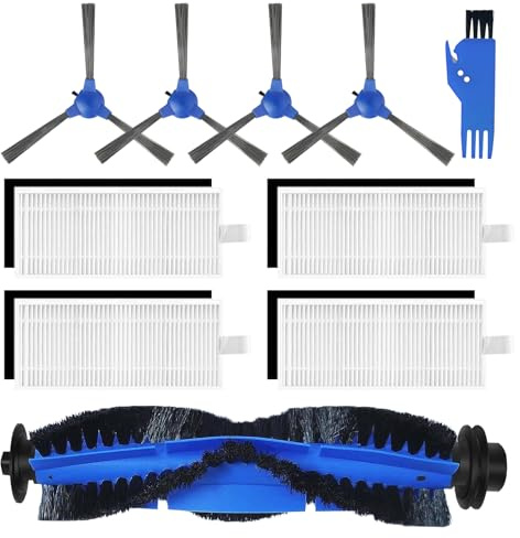 Reservdelar för Eufy RoboVac 11S, RoboVac 12, RoboVac 15C, RoboVac 30, RoboVac 30C, RoboVac 35C Dammsugarfilter, 4 Sidoborstar, 4 Filter, 1 Rullborste och Rengöringsborste Tillbehörssats