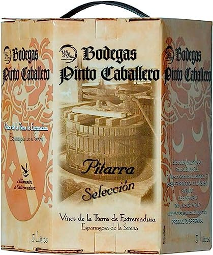 Vino Pitarra Tinto Bag in Box 5 Litros. Vino de mesa con grifo incluido de Bodegas Pinto Caballero de esparragosa de la Serena en Extremadura