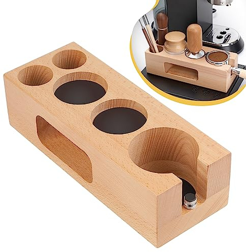 EFUTURETIME Tamperstation för espresso portafilter 58 mm, trä | Kaffetamping-stativ höjdjusterbar, barista tamper hållare tillbehör för bar, café, familj