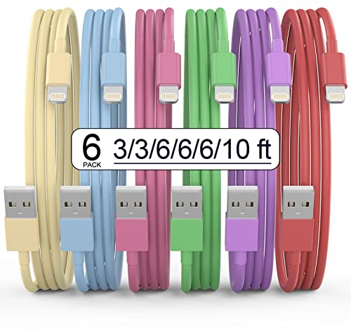 GEJIN [Apple MFi Certified] iPhone Ladekabel, 6Pack(1/1/2/2/2/3M) USB A auf Schnellladekabel,lightning Kabel Kompatibel mit iPhone 14/13/12/11 Pro Max/XS MAX/XR/XS/X-multicolor