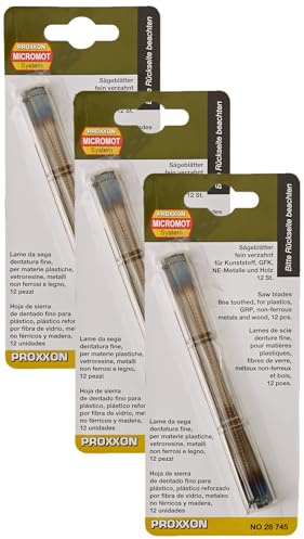 Proxxon 28745 Standard-Feinschnitt-Sägeblätter mit Querstift fein verzahnt, 12 Stück (Packung mit 3)