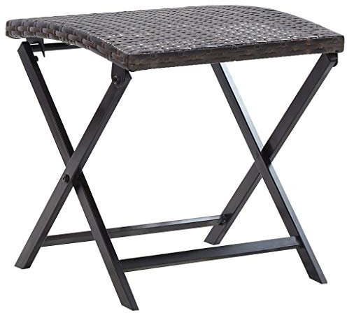 Homgoday Klapphocker Poly Rattan Braun