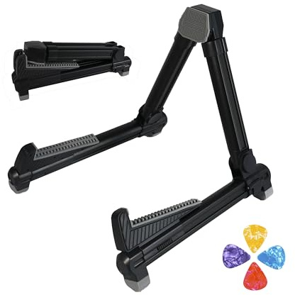 Neciuvy Guitar Stand,Aluminium Guitar Rack,A-Frame Folding Guitar Stands Floor for Banjo,Mandolin,Ukulele(Black)