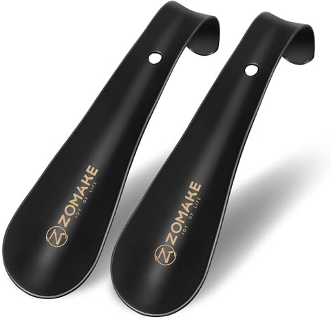 ZOMAKE Calzascarpe Metallo, 15 cm Calza Scarpe Corto, Calzante Per Scarpe Piccolo da Viaggio, Portatile Shoe Horn per Uomini Donne Bambini (2 Pezzi)