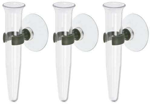 PATIKIL Floral Water Tubes with Suction Cup, 3 Pcs 0.6 ID 4 Plastic Wall Hanging Vase for Plants Flower Arrangement, Clear