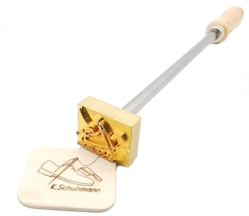 extern beheizter Brandstempel mit deinem Schriftzug im Motiv Schuhmacher für Leder, Holz, Pappe - personalisiertes Brandeisen, individueller Brennstempel in 50 x 40 mm