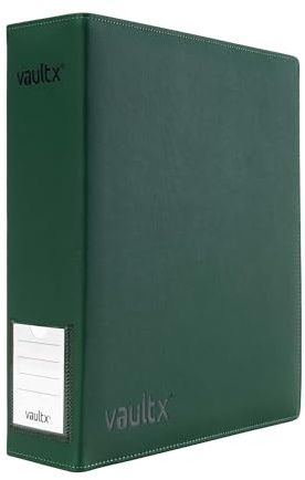 Vault X Large Ring Binder, 900 Cards, fits 9 Pocket Pages, Exo-Tec Material, 3 D-Ring Folder, for Trading Cards (Green)