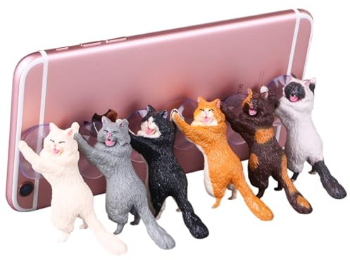 KedidO Katzen Handy Ständer, Universal Halterung für Schreibtisch, Harz Katze Miniatur Handy-ständerhalter Schreibtisch Tier Katze