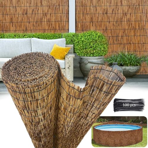 HRXQ Natürlicher Schilfrohrmatte 50×300cm 100×500cm 140×500cm Bambus Sichtschutz Paneele Dekorative Zäune Für Terrasse Hof Pool Teich Balkon Geländer (Size : 160x300cm)
