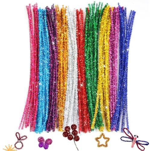 Pfeifenreiniger zum Basteln, 300Pcs Pfeifenputzer zum Basteln 10 Farben Chenilledraht, 30cm Pipe Cleaner Pfeiffenreiniger Pfeiffenputzer, Bastelbedarf für Kreative DIY-Projekte & Basteldeko für Kinder