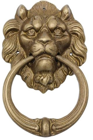 ZUPUM Türklopfer, Holztürgriff, Vintage-Messing, Löwe, Türklopfer, Vordertürgriff, Zugring, große Metall-Außenwand-Dekor-Griffe