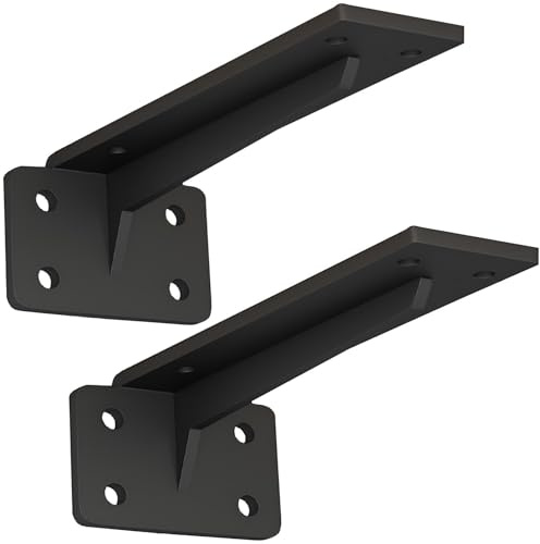 JCVCCV Staffe per Mensole Sospese 30 Cm/11,8 Pollici, Supporto per Mensole Montate A Parete Nere, Staffe per Mensola Industriali in Metallo, Resistente, Set di 2(Black,45cm/17.7in)