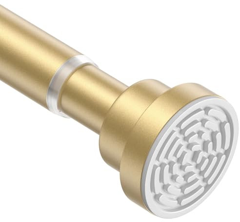 Shower Curtain Pole Extendable Curtain Poles 78-160 Cm Tension Rods For Curtains Extendable No Drill Shower Curtain Rail Non-Slip Gold Shower Pole for Bathroom Kitchen Bedroom