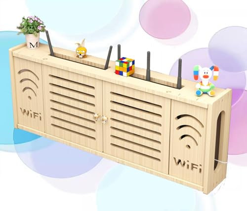 Caja de almacenamiento oculta para router WiFi con soporte flotante montado en la pared C 71 x 28 cm