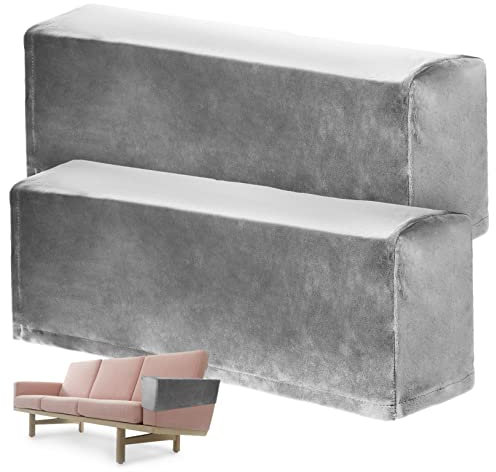 Alipis 2stücke Sofa Armlehnenbezüge rutschfest Elastisch Schützende Hüllen Für Sessel Und Couch Pflegeleichte Möbel-Protektoren Tiefgrau