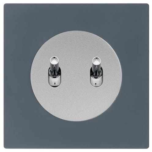 FONTINI - Double bouton poussoir ALU - manette chrome DOM + plaque simple blue grey