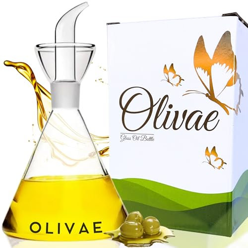 GP Group OLIVAE® - Aceitera Antigoteo Cristal 250 ml | Dispensador de Aceite de Oliva y Vinagre para Mesa Cocina | Botella Vidrio 250ml