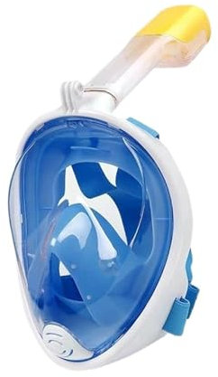 RLVYTA Schnorchelmaske Unterwasser Scuba Anti Fog Volle Gesicht Tauchen Maske Schnorcheln Atemwege Masken Sicher Wasserdicht Schwimmen Vollgesichtsmaske(Blue XS)