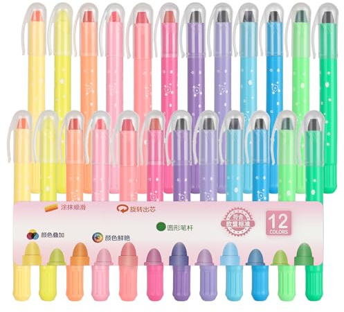 YYTECH Bibel Textmarker, 24 Stück Gel Textmarker Bibel Marker Stifte Pastell Highlighter Stift No Bleed Dry Fast zum Hervorheben von Tagebuch, Bibel oder Notizbuch in Schule, Büro(12 Farben)