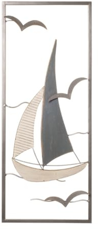 itsisa Maritimes Wandbild Segler Segelschiff 25x61 cm aus Metall - Maritime Wanddeko, Metalldeko, maritim dekorieren, Wandornament