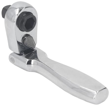 Movable Head Ratchet Wrench, 90 Degree Flex 2-in-1 Teardrop Ratchet Spanner with 72 Teeth for 1/4 Inch Sockets, Quick Release Button, Ergonomic Grip, Bidirectional for Tight