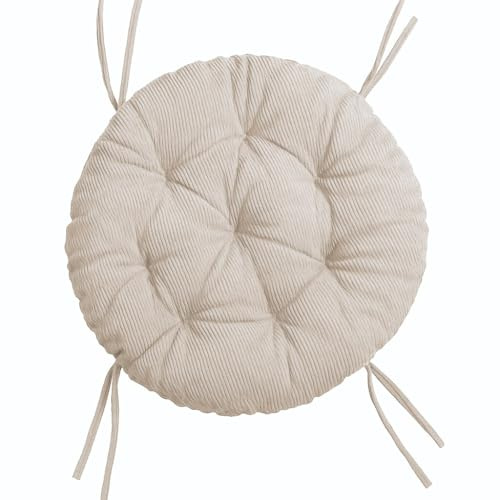 chilly pilley® Polster für Papasansessel - Rundkissen - Auflage Polster für Papasansessel -Sesselkissen Sitzkissen Gesteppt mit Schlaufen (Creme Cord, 100cm)
