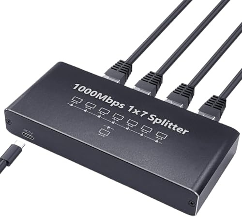 Gigabit Ethernet Splitter – 8 Port Network Extension, 1000 Mbps Adapter, Plug and Play Connection, Portable Extender for Desktop Wall Streaming Home Laptop Outdoor TV