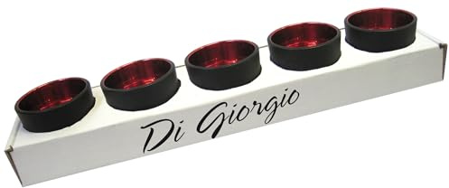 Lot de 5 Porte-photophore en Verre Noir satiné avec intérieur Rouge Miroir - Diamètre 5,2 cm Hauteur 3,4 cm - Cereria Di Giorgio