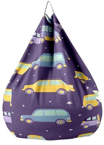 Highdi NO Filler Beanbag,Soft Toy Storage Bean Bag Chair Cover Kids Adults,Lazy Sofa Beanbag NO Stuffed for Large Indoor Outdoor Bean Bag (Car Pattern 7,S:70x80cm)