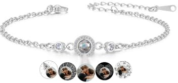 JSDDE Projektion Armband mit Foto Personalisiertes Armband mit Bild im Stein Projektionsarmband mit Foto Armkette Erinnerungsgeschenk für Freundin Schwester Damen