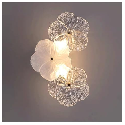 PZEOB Applique da Parete Creativa con Paralume in Vetro a Forma di Fiore, Lampada da Parete di Lusso for Camera da Letto, Soggiorno, corridoio, luci da Parete(19x33cm)