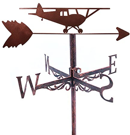 KRRKQH Primaevalcolossus avión Vintage paldilla Metal decoración de Clima indicador Viento con Recubrimiento contra la riega para el Adorno Patio del jardín