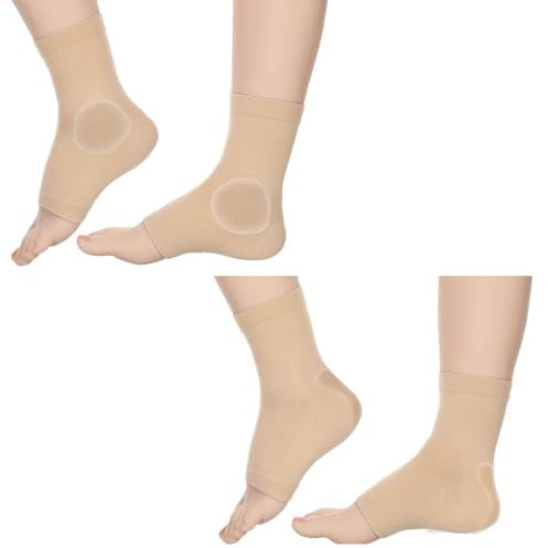 Quilax Lot de 2 paires de chaussettes de protection de talon de cheville avec coussinet de gel pour le talon, le patinage, le sport, la cheville