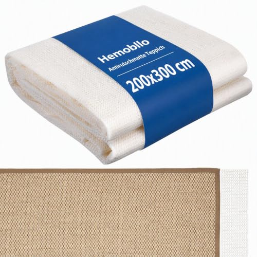 Hemobllo Antirutschmatte Teppich 200x300 cm - rutschfeste Teppichunterlage Zuschneidbarer Teppichstopper, Anti Rutsch Unterlagen für Glatte Böden, Waschbar PVC Gitter Weiß