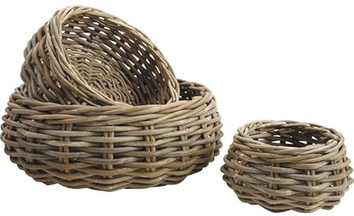 AUBRY GASPARD - Corbeilles Boules en Poelet Gris - Set de Rangement Élégant - Idéal pour Maison - Design Tressage Naturel - Pratique pour Organiser Objets Quotidiens - Style Moderne et Fonctionnel