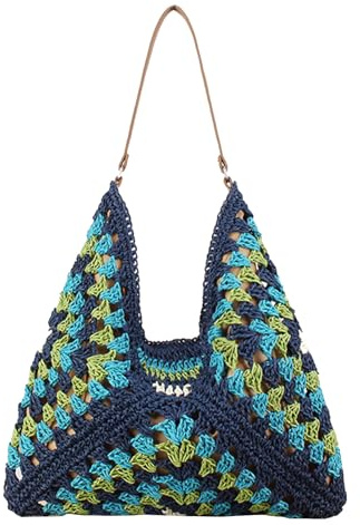 Sac Cabas Tissé Femmes | Panier En Paille Coloré Bohème Grande Capacité,Sac De Vacances Pour Femmes,pour le Bureau l'École Quotidien Bureaux Rencontres Extérieur Voyage Travail Courses Navette Camping