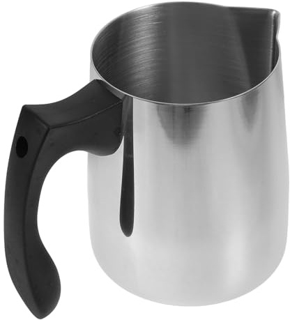 WEKADRIN Pichet à Lait Inox 600 Ml avec Poignée Plastique et Graduation Précise, Pichet Multifonction pour Mousseur à Lait Café et Fonte de Cire, Accessoire Barista pour Réutilisable