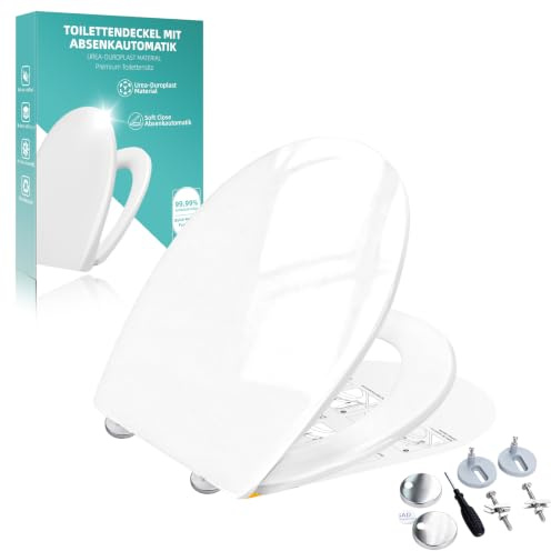 TPSOJJY Toilettendeckel mit Absenkautomatik,Urea-Duroplast WC Sitz Quick-Release Funktion zur Einfachen Reinigung – Einfache Montage,bis 250 kg,aus Antibakteriellem Duroplast Klodeckel Urea-Duroplast