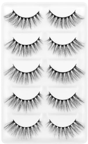 False Eyelashes Artificial Lashes Thick Black 5 Pair 3d Chemical Fiber | Long Lightweight Soft Curling Finish, Women and Girls Makeup Set, Black Pack of 5 Pairs