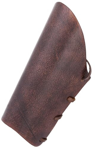 Battle-Merchant Kurze Kampfstulpe, Dunkelbraun mit Lederband | Lederarmband, Armschützer, Armschiene, Mittelalter, Wikinger, Reenactment, LARP & Fantasy Cosplay