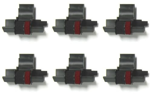 (6 Pack) COMPUMATIC Compatible/Replacement Calculator Ink Roller Black/Red IR-40T for Casio HR-100TM, HR-150TM, and More