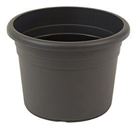greemotion Pot de fleurs rond en plastique Ø 25cm 5L - Pot pour plantes extérieures et intérieures - Pot de jardin couleur anthracite