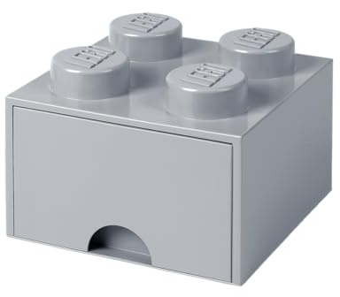 Cassettiera Mattoncino Lego 4 Bottoni, 1 Cassetto, Cassa Portaoggetti Impilabile, 4.7 L