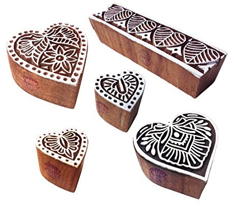 Royal Kraft Innovativ Designs Herz und Rand Holz Blöcke Drucken Stempel (Set von 5)
