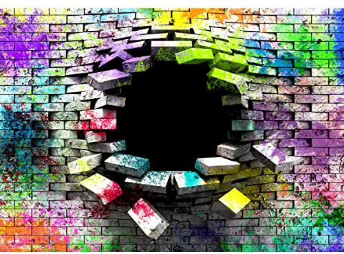 Runa Art Fototapete Steinwand 3D Effekt Modern Vlies Wohnzimmer Schlafzimmer - Made in Germany - 308 x 220 cm Bunt 9081010a