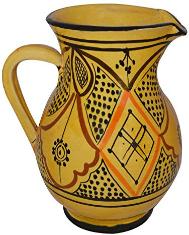 Moroccan Pitchers Sangria Handmade Ceramic Carafe Beverage Dispenser Jar Cooler Easy Pour 58 oz