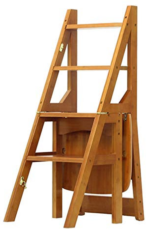 Échelle de marche 4 Transformant Escabeau Repliable Dossier Chaise Chaise Escabeau Bamboo Chaise Escabeau Escabeau Tabouret Haut Élargi Outil de jardinage Usage Intensif Max. 150 kg