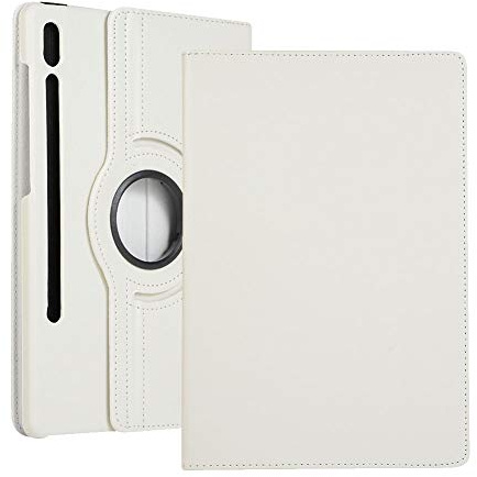 2019 Tablet Lederhülle für Samsung Galaxy Tab S6 T860 T865 10.5, 360 drehbar Multi-Winkel-View Folio Stand Hülle Auto Sleep/Wake Cover Weiß weiß