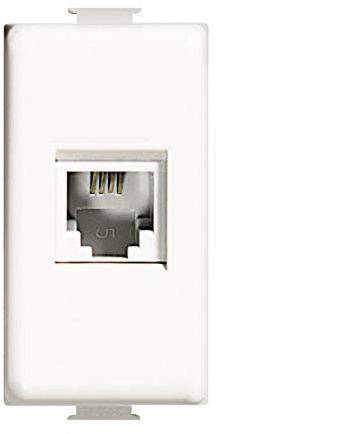 oniroview Presa Telefonica RJ11 Compatibile Matix Btcino modello AM5958/11N Connessione a crimpare senza attrezzi , colore Bianco