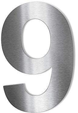 Metzler® Hausnummer aus Edelstahl selbstklebend mit modernem 3D-Design und pflegeleichter Oberfläche silber gebürstet 75 mm Arial wetterfest langlebig für Außenbereich Hauswand Türschild